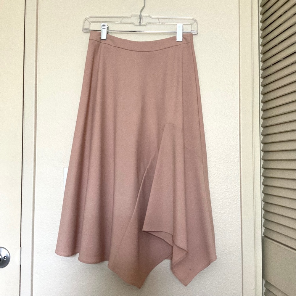 NWOT Blush Pink Flared A-Line Midi Skirt